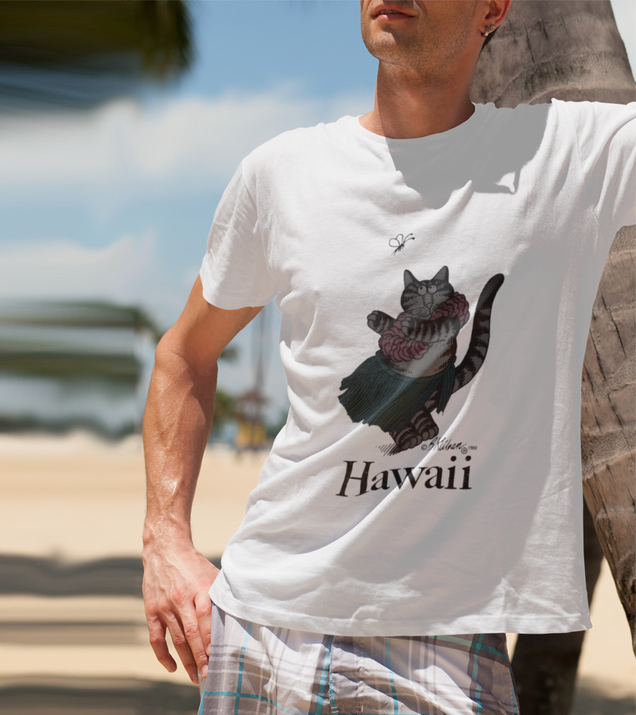 B Kliban Cat In Hula Skirt Hawaii T-Shirt