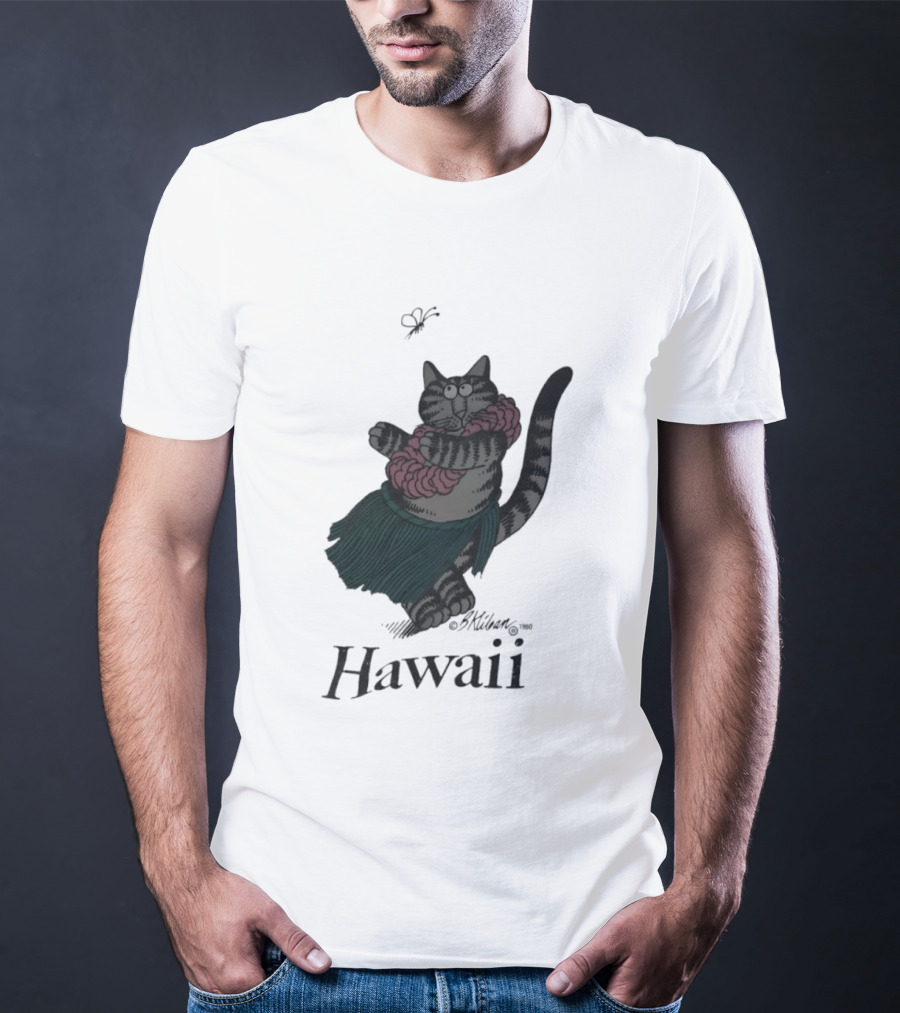 B Kliban Cat In Hula Skirt Hawaii T-Shirt