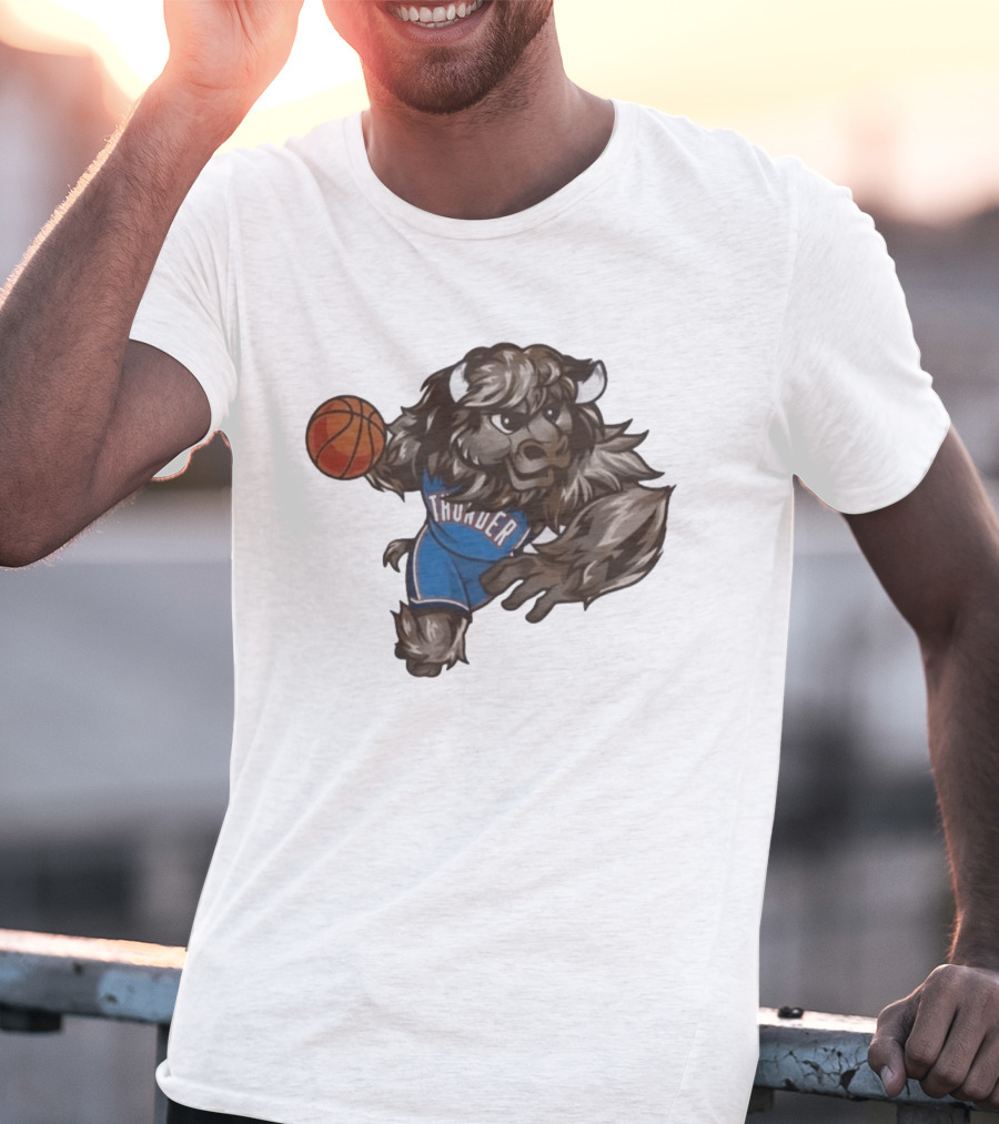 Oklahoma City Thunder Rumble The Bison Basketball Mascot Fun T-Shirt