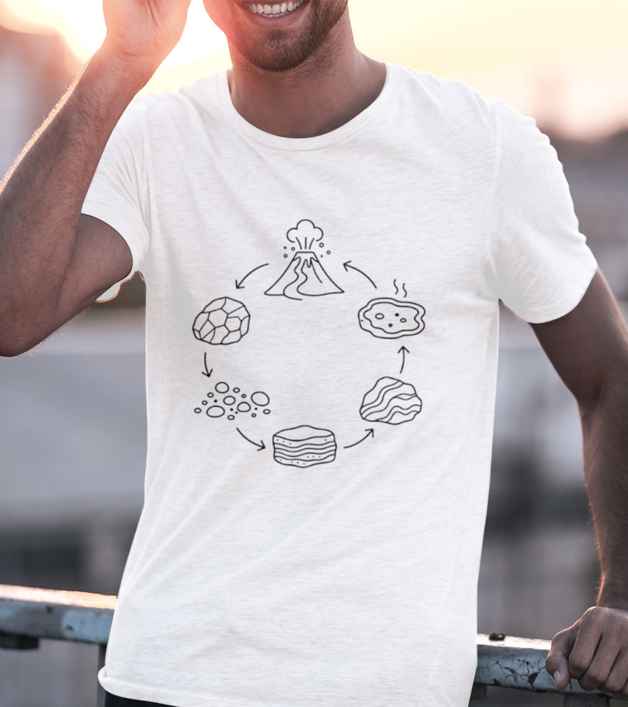 Rock Cycle Diagram Volcano And Earth Science Geology T-Shirt