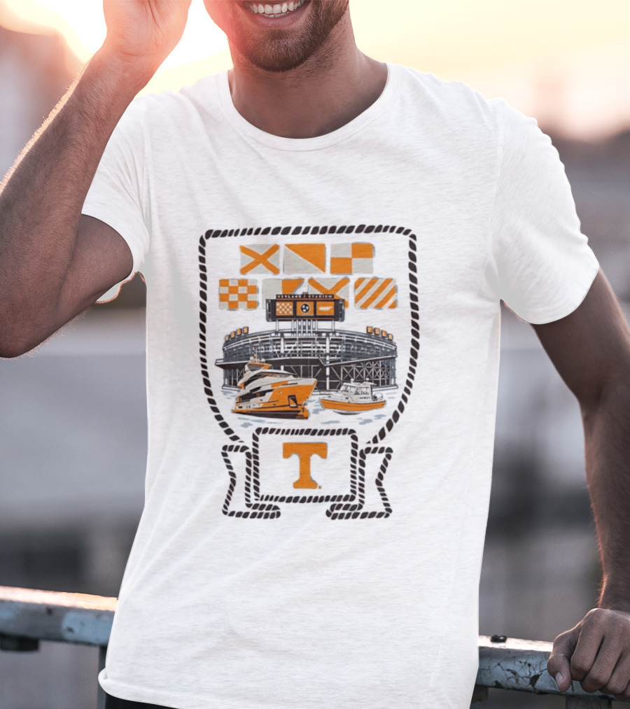 Neyland Stadium Sailgating Tennessee Volunteers Boats Nautical Flags T-Shirt