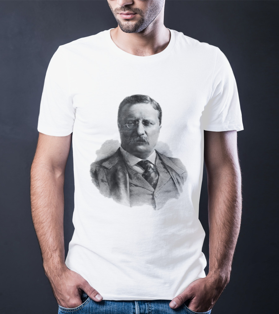 Theodore Roosevelt Engraving President USA Iconic Historical Figure T-Shirt