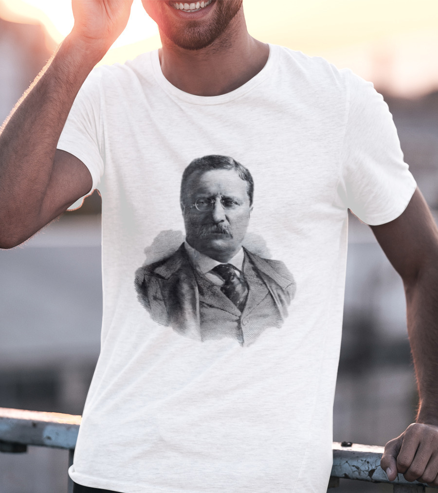 Theodore Roosevelt Engraving President USA Iconic Historical Figure T-Shirt
