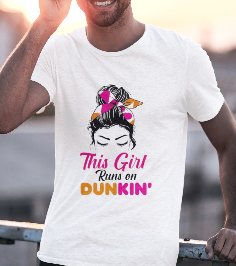 This Girl Runs On Dunkin' Coffee Headband T-Shirt