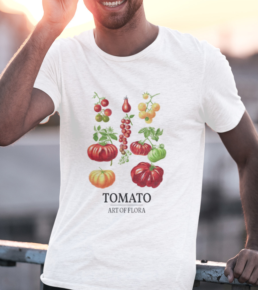 Tomato Art Of Flora Vegetables And Leaves Botanical Collection T-Shirt