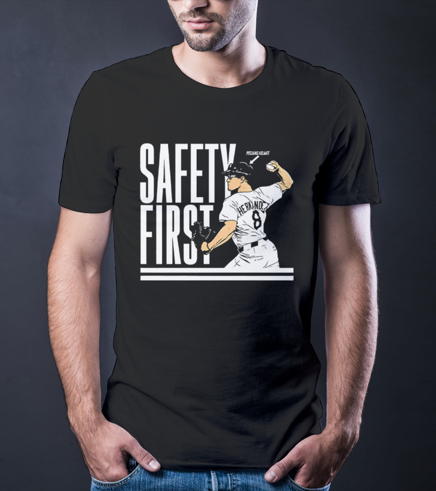 Kike Hernandez Safety First Number 8 Dodgers Baseball T-Shirt