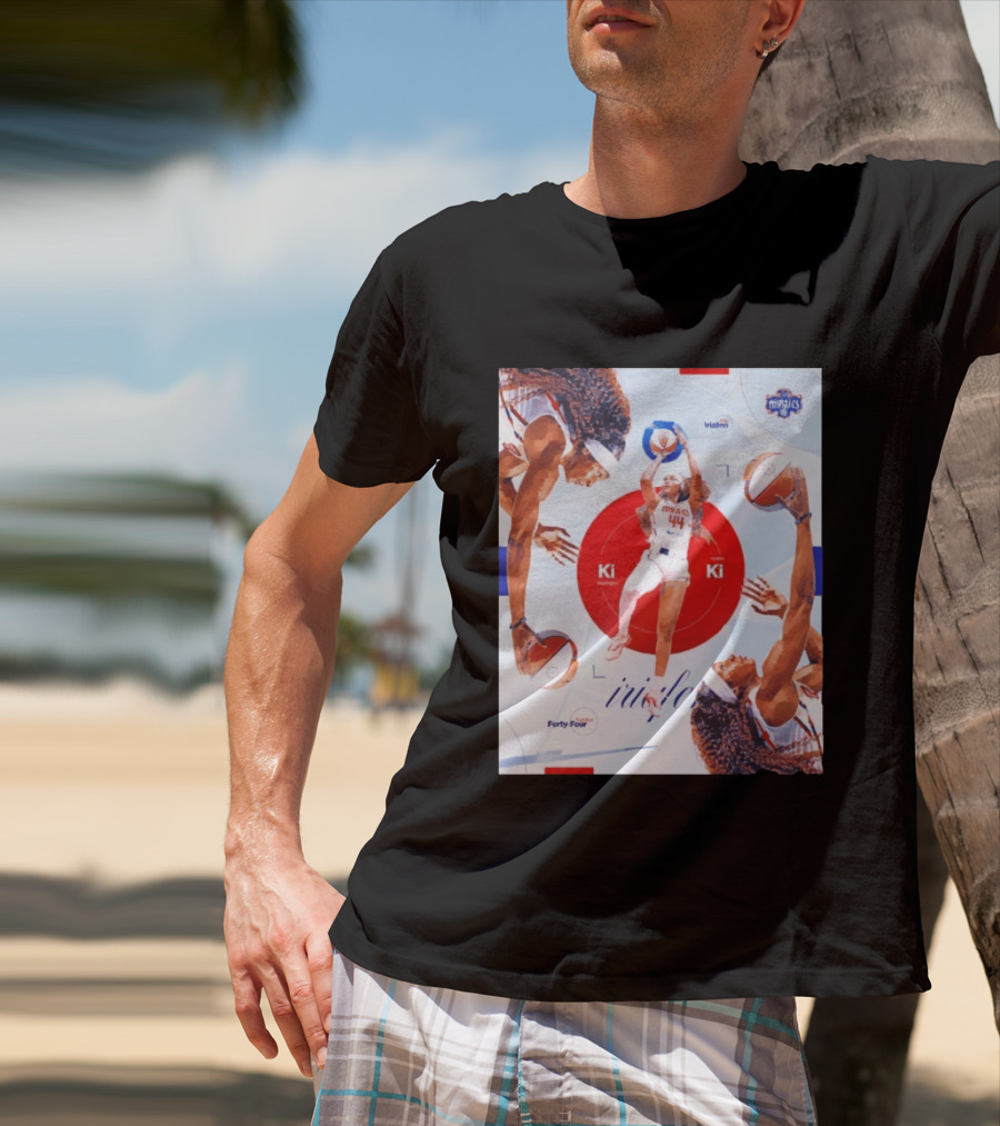 Washington Mystics Player Kiki Iriafen Number Forty Four Basketball Action Montage T-Shirt