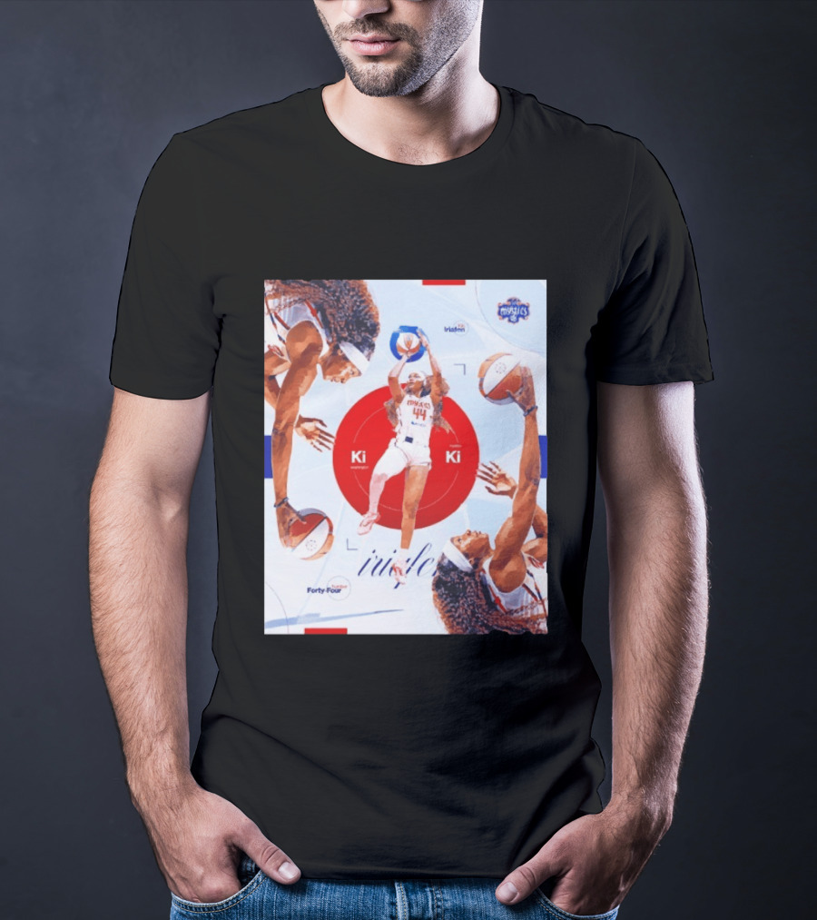 Washington Mystics Player Kiki Iriafen Number Forty Four Basketball Action Montage T-Shirt