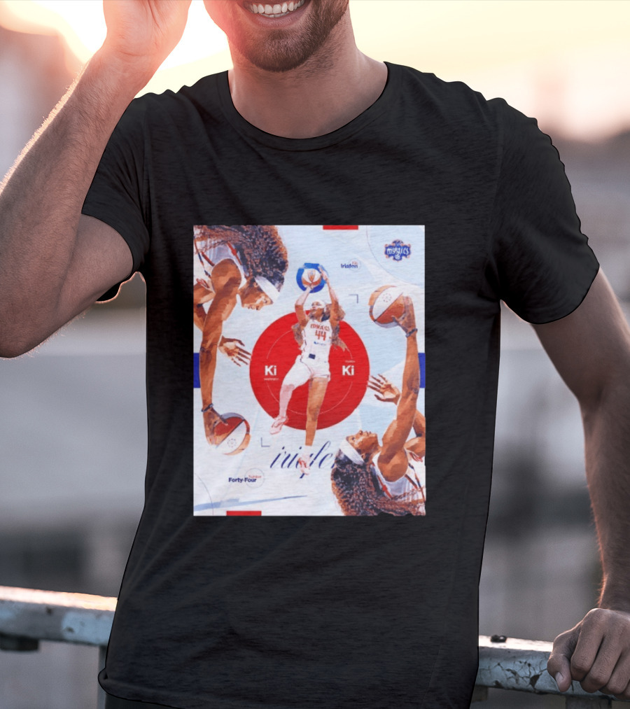 Washington Mystics Player Kiki Iriafen Number Forty Four Basketball Action Montage T-Shirt