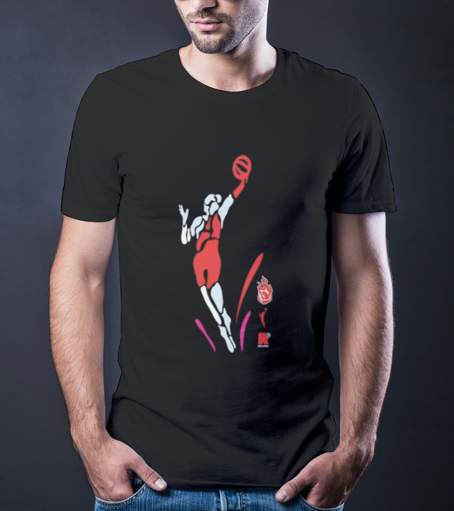 Portland Fire WNBA Round 21 Basketball Victory Player Silhouette Flame T-Shirt