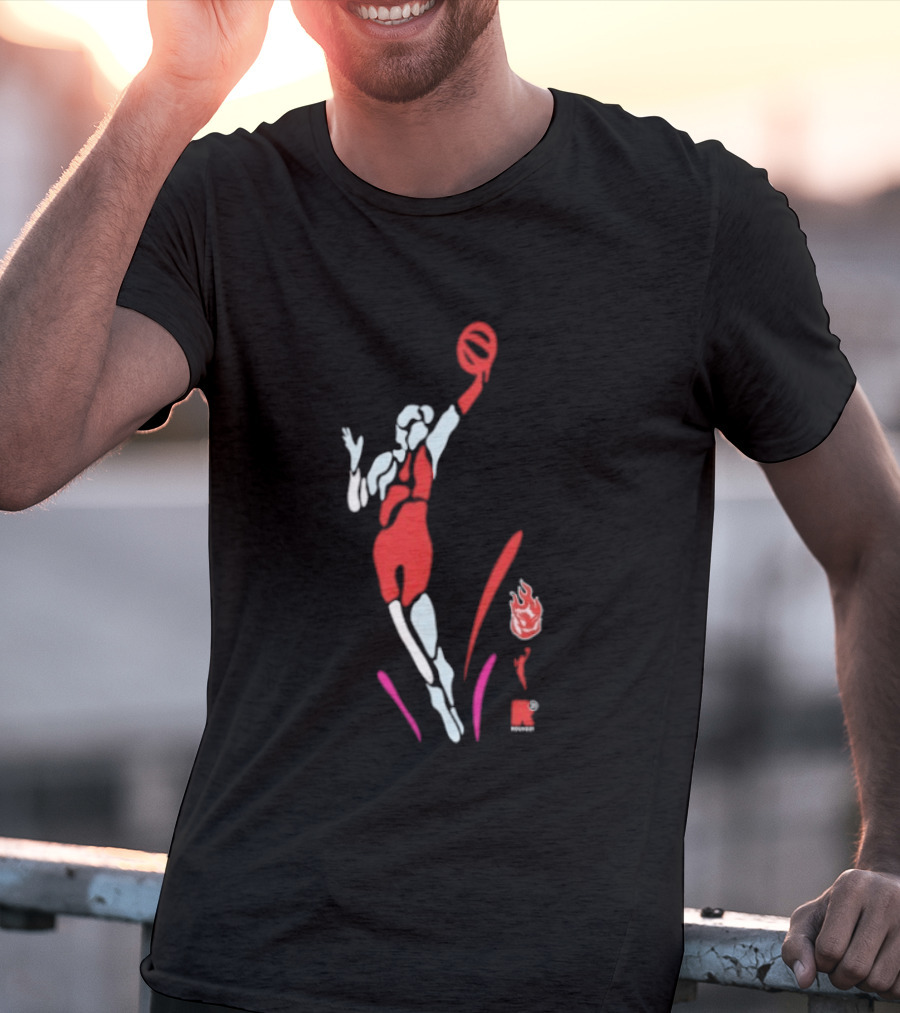 Portland Fire WNBA Round 21 Basketball Victory Player Silhouette Flame T-Shirt