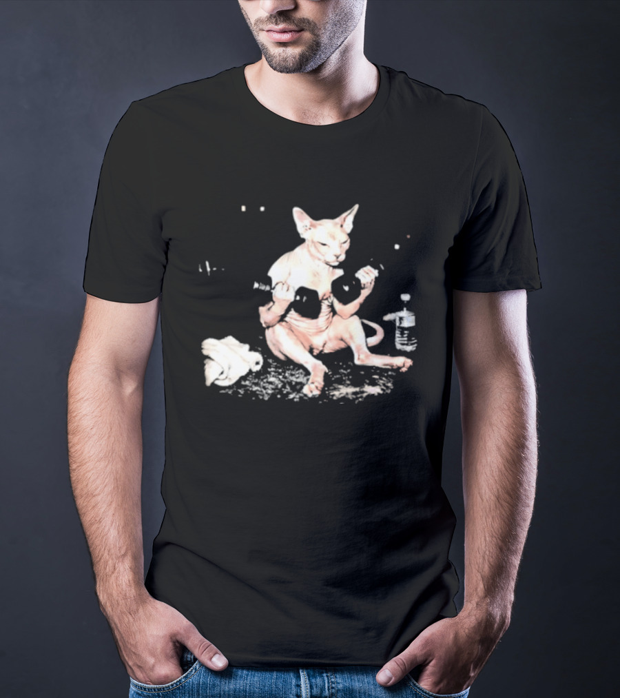 Sphynx Cat Lifting Weights Fitness T-Shirt
