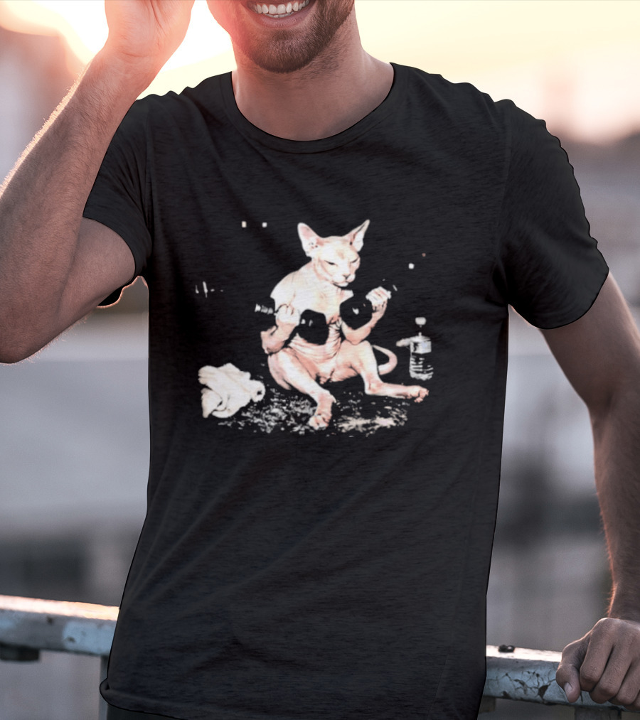Sphynx Cat Lifting Weights Fitness T-Shirt