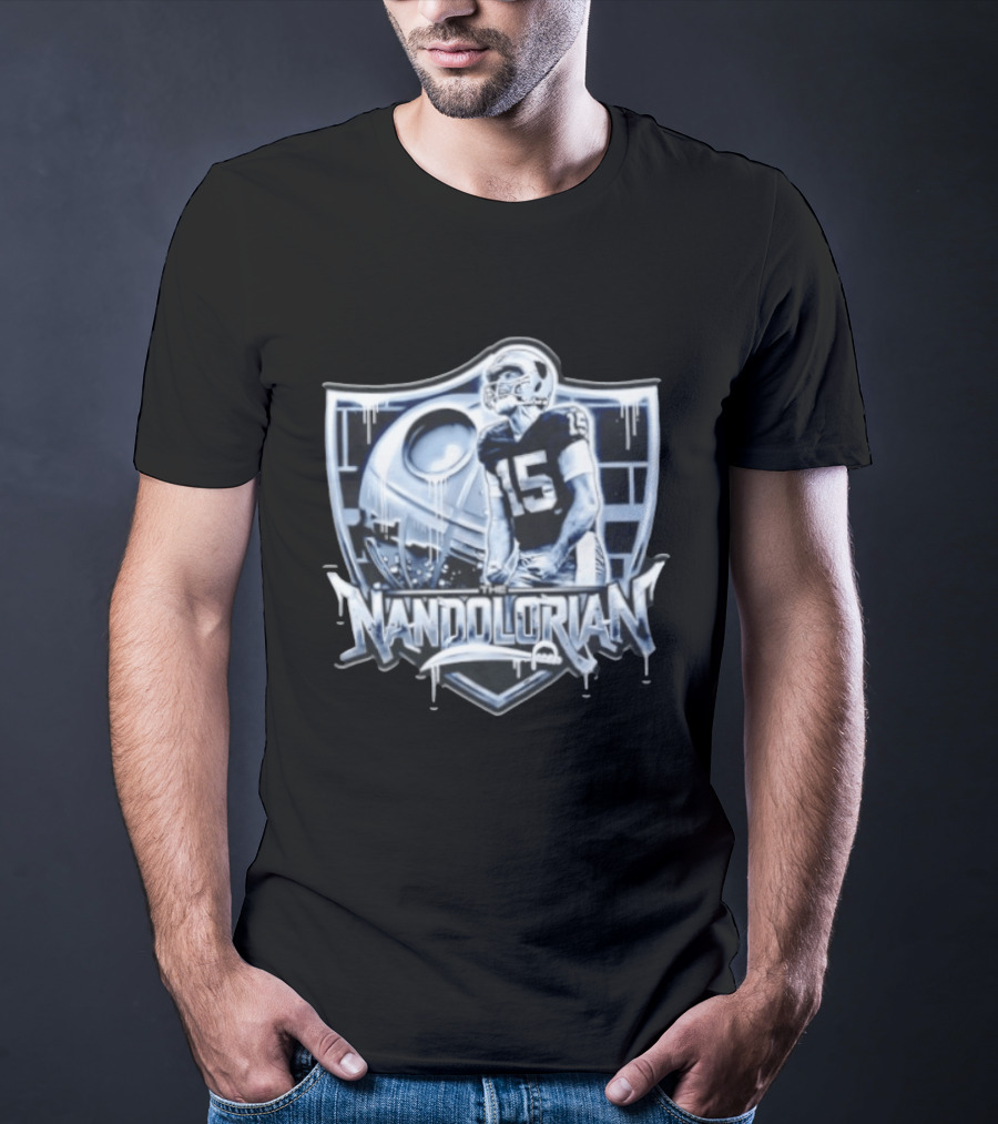 The Nandolorian Las Vegas Raiders Fernando Mendoza Quarterback 15 Star Wars Mandalorian T-Shirt