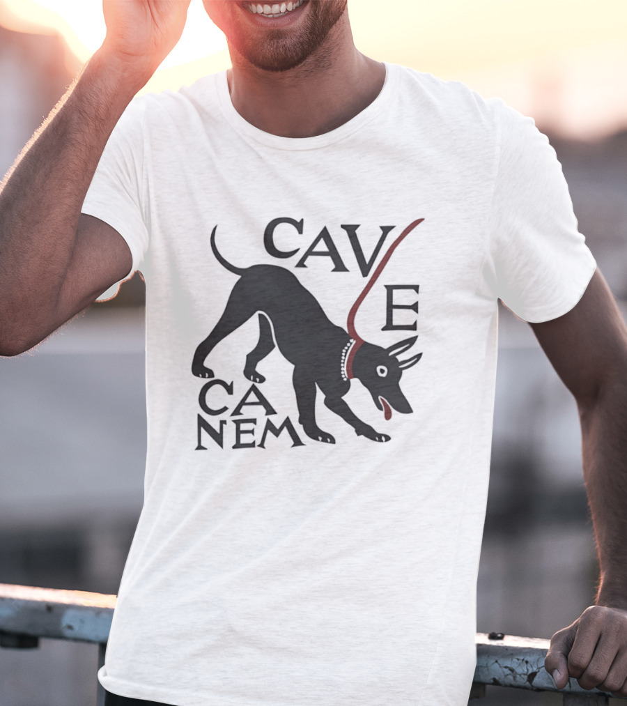 Cave Canem Beware Of The Dog Black Dog T-Shirt