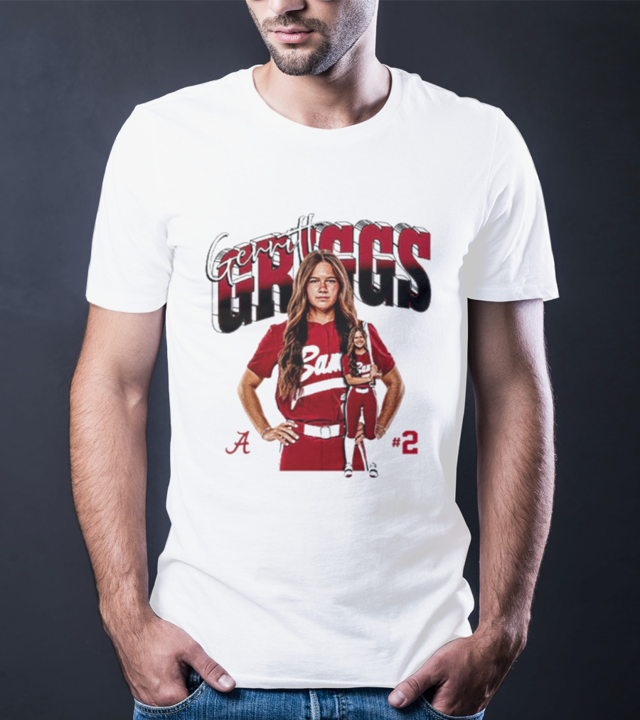 Gerritt Griggs Alabama Softball Player Red Uniform Number 2 T-Shirt