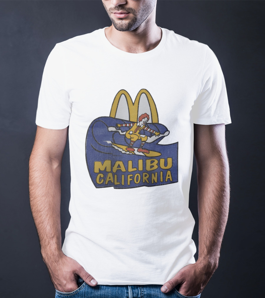 Malibu California Rare Ronald McDonald Surfing McDonald's Golden Arches T-Shirt