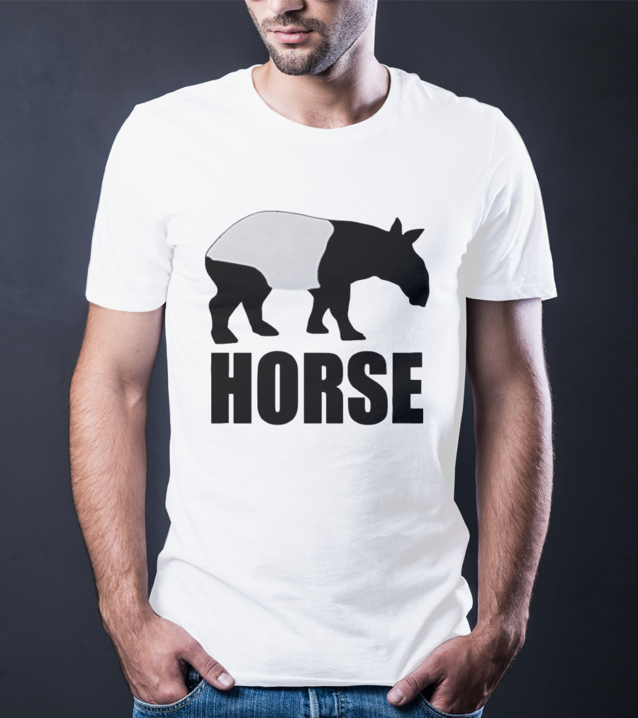 Mislabeled Animal Tapir Silhouette With Horse Text Optical Illusion T-Shirt