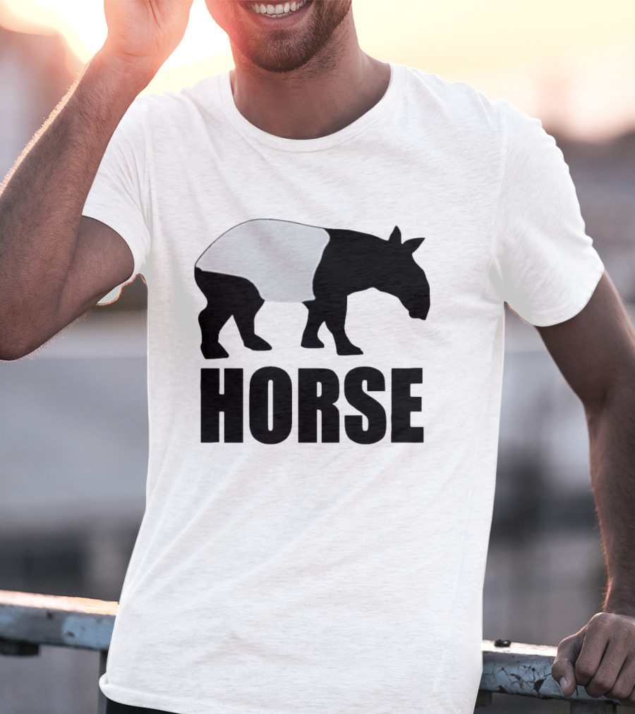 Mislabeled Animal Tapir Silhouette With Horse Text Optical Illusion T-Shirt