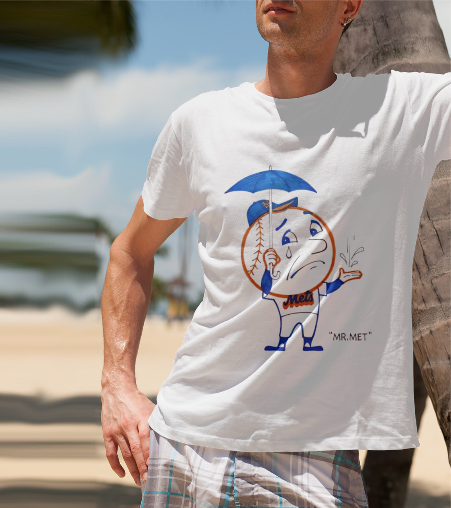 Mr Met New York Mets Rainy Day Mascot Umbrella Splash T-Shirt