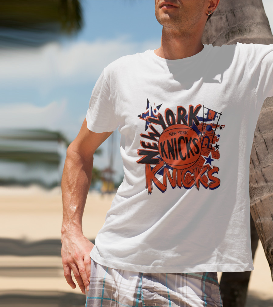 New York Knicks Vintage Basketball 46 Stars And Skyline T-Shirt
