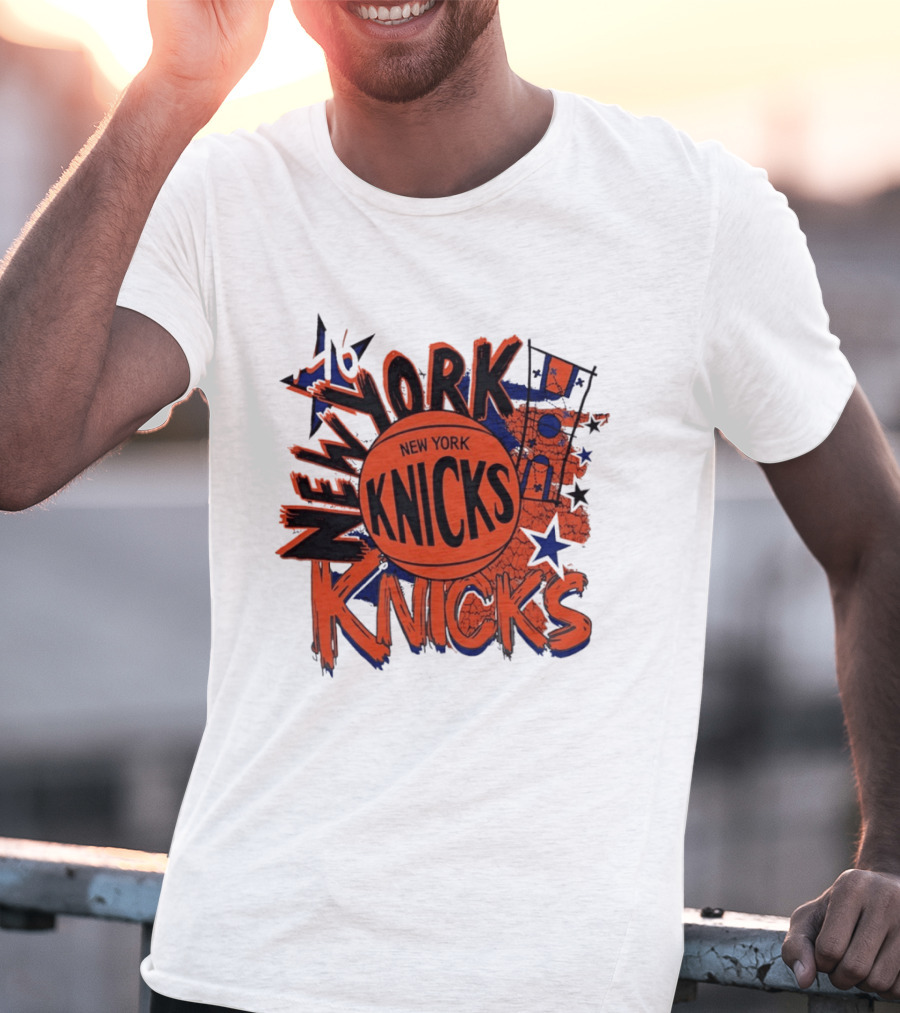 New York Knicks Vintage Basketball 46 Stars And Skyline T-Shirt