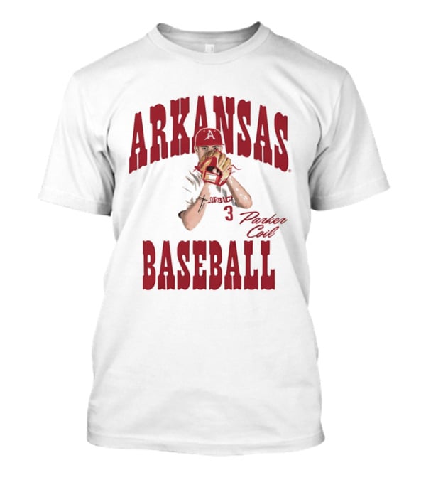 Arkansas Baseball Parker Coil Pitcher Glove Razorbacks Player 3 T-Shirt