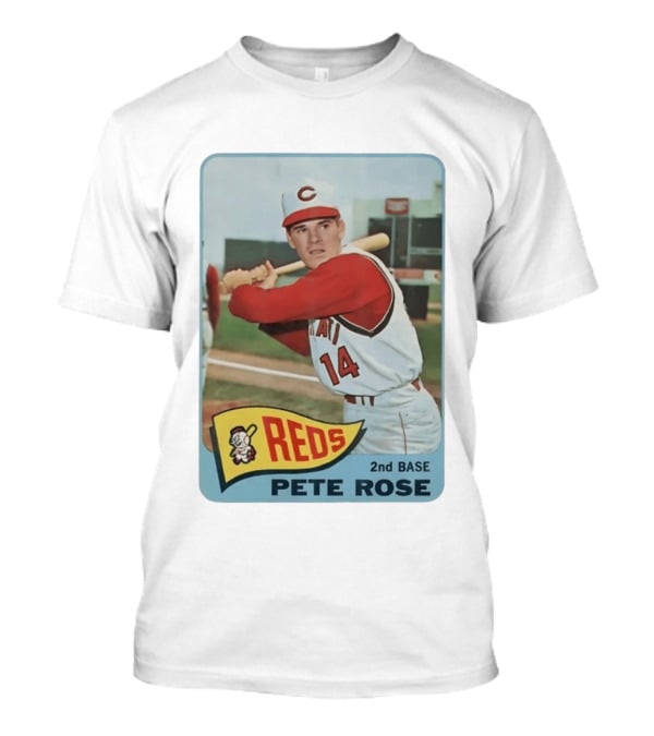 Cincinnati Reds Pete Rose 2nd Base Player Card Vintage Baseball T-Shirt