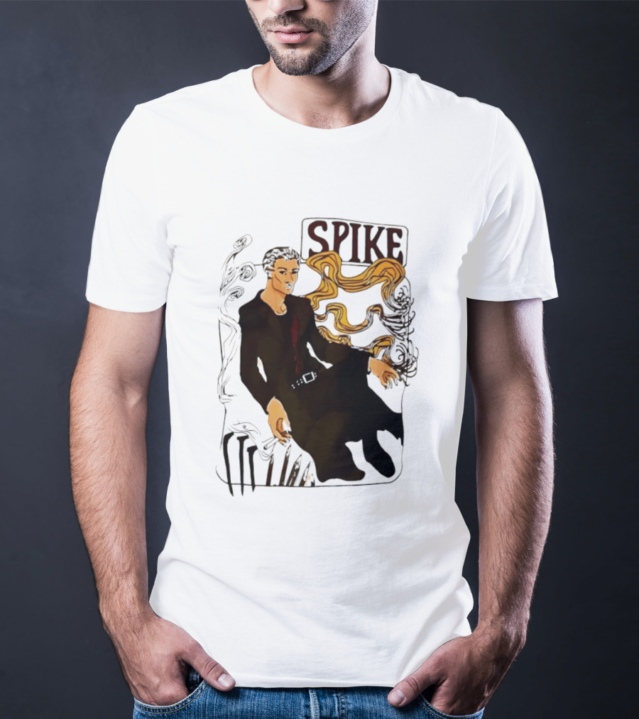 Spike Buffy The Vampire Slayer Illustrated Design With Abstract Vines And Accents T-Shirt