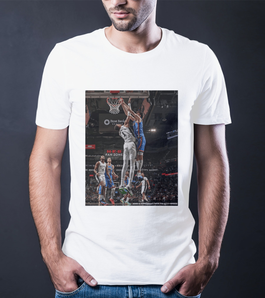 Victor Wembanyama San Antonio Spurs Dunk Vs Oklahoma City NBA Action T-Shirt