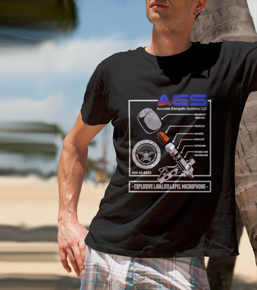 AEC Accurate Energetic Systems LLC Explosive Lavalier Lapel Microphone Components Technical Diagram T-Shirt