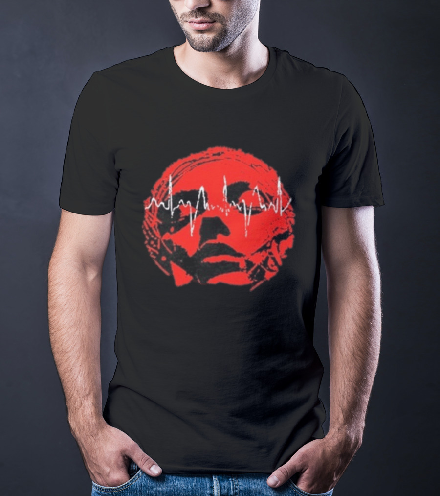 Converge Hum Of Hurt Red Face With White Waveform Lines T-Shirt