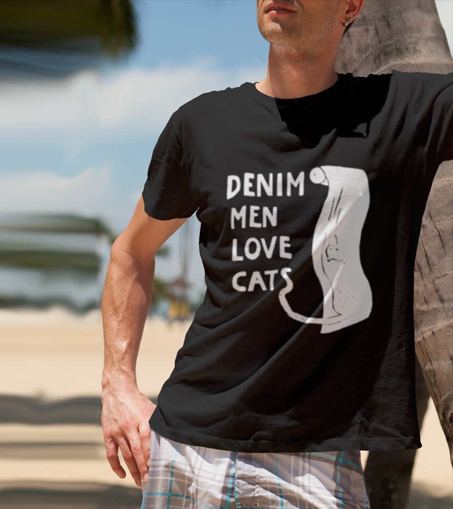 Denim Men Love Cats Fashion T-Shirt
