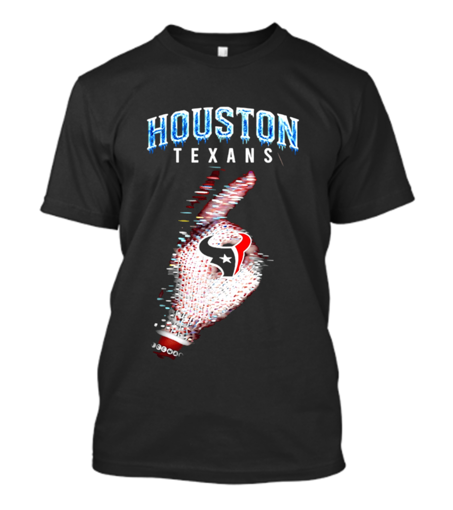Houston Texans Iceman 2026 Glitch Hand T-Shirt