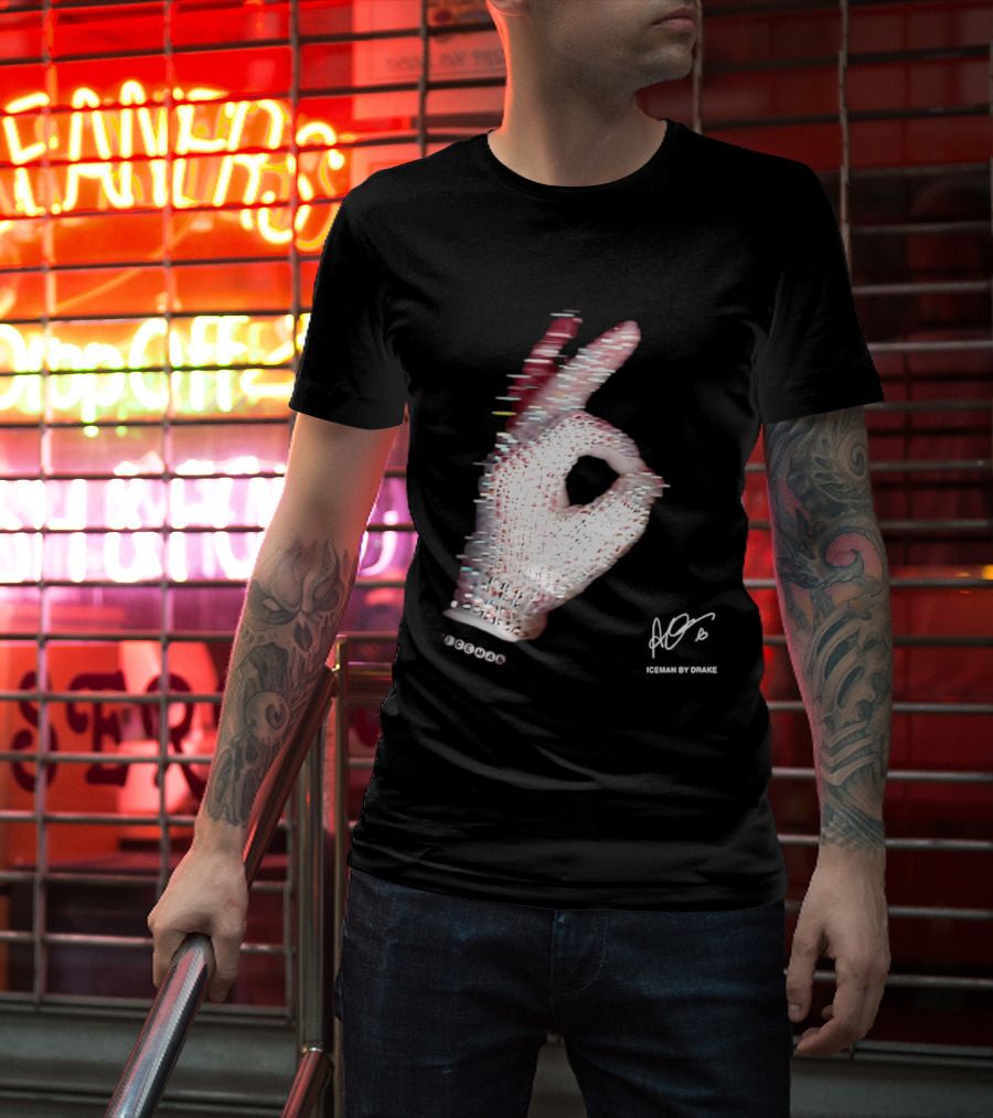 Iceman Hand Gesture By Drake Sign With Rhinestones T-Shirt