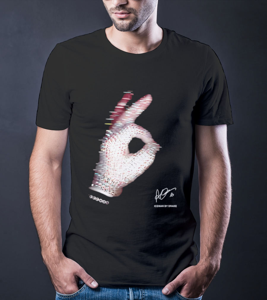 Iceman Hand Gesture By Drake Sign With Rhinestones T-Shirt