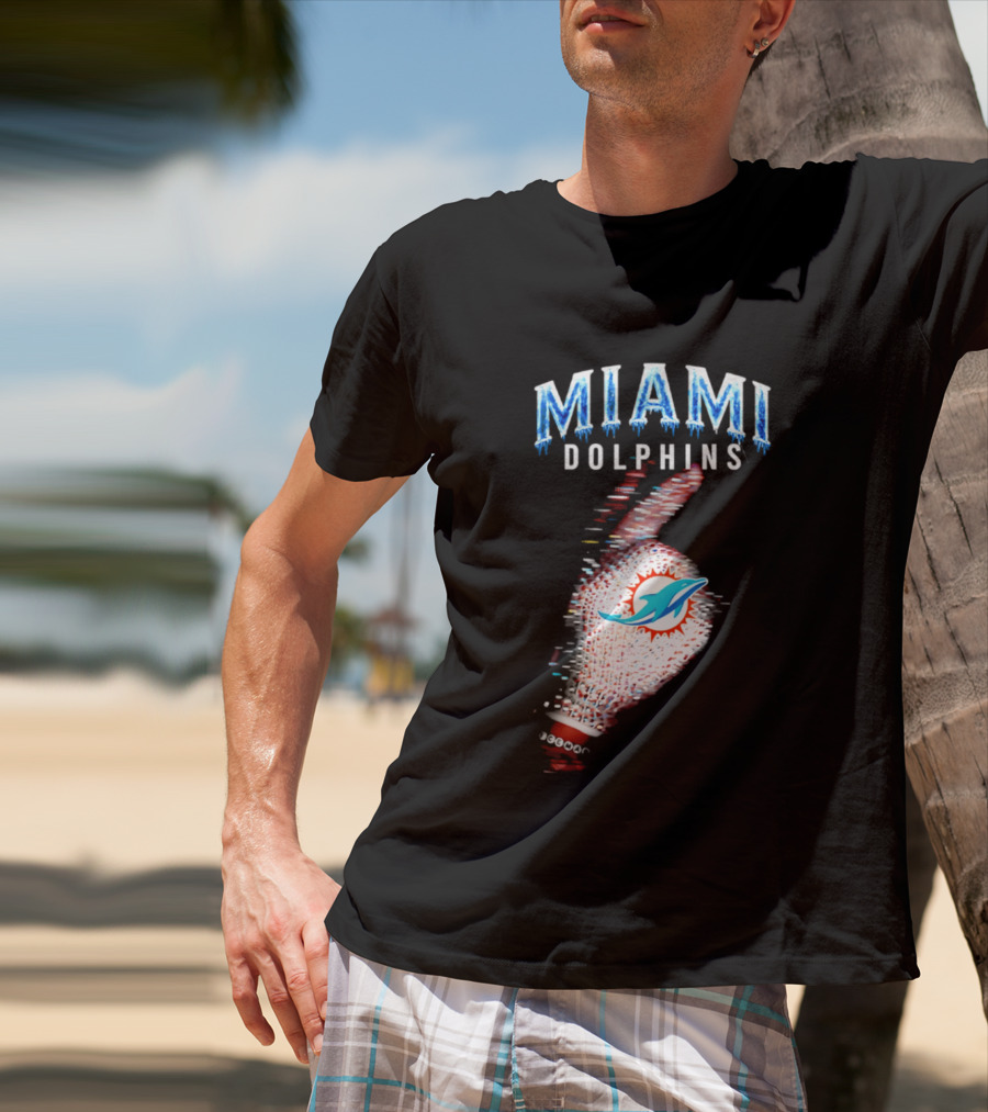Miami Dolphins Iceman 2026 Glitch Effect Fan Gear T-Shirt