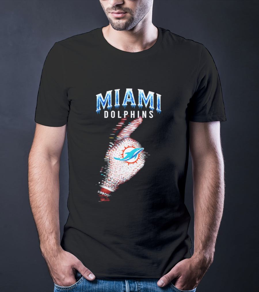 Miami Dolphins Iceman 2026 Glitch Effect Fan Gear T-Shirt