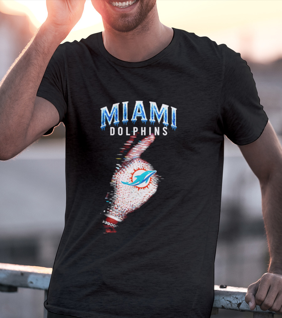 Miami Dolphins Iceman 2026 Glitch Effect Fan Gear T-Shirt