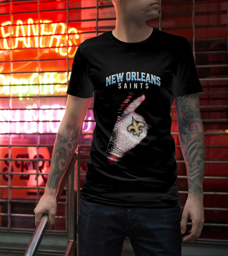 New Orleans Saints 2026 Iceman Glitch Effect Fleur De Lis T-Shirt