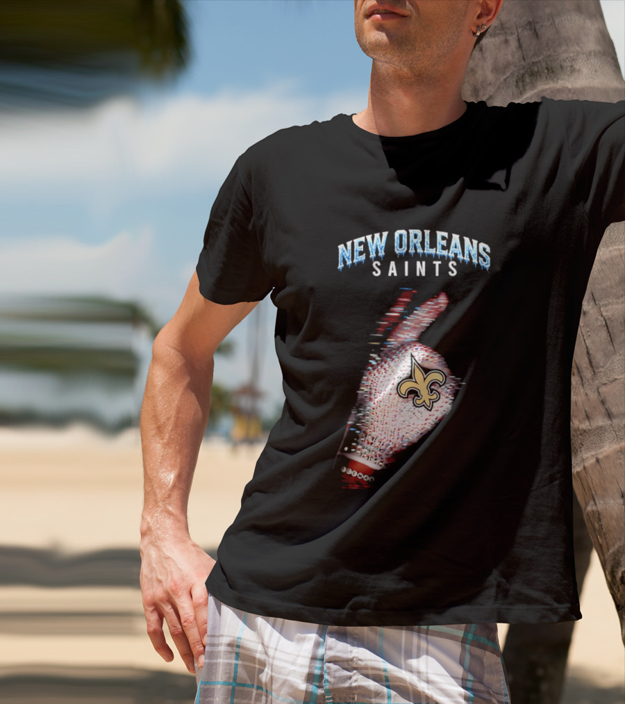 New Orleans Saints 2026 Iceman Glitch Effect Fleur De Lis T-Shirt