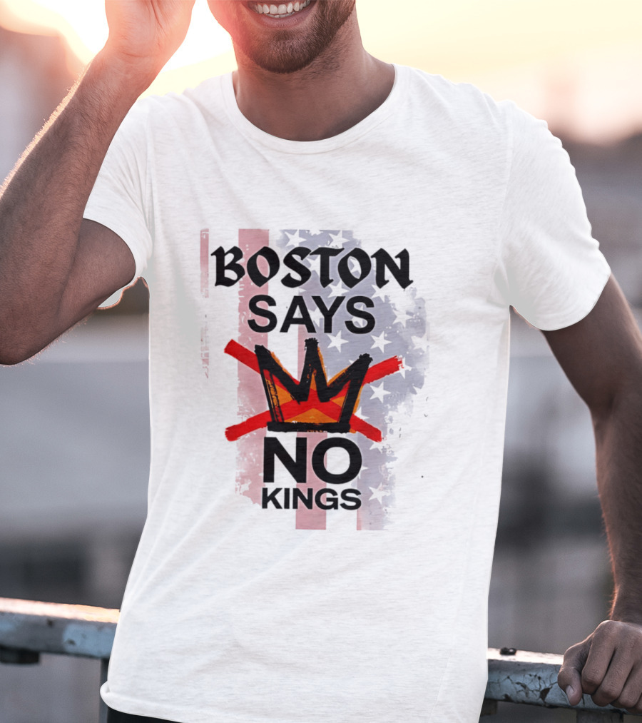 Boston Says No Kings Crown Symbol Stars T-Shirt