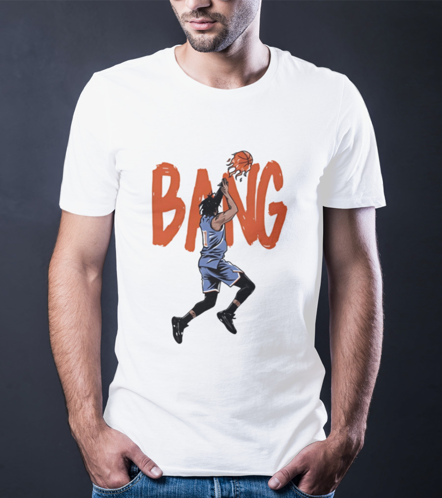 Immanuel Quickley New York Knicks Basketball Player Bang Flaming Shot T-Shirt
