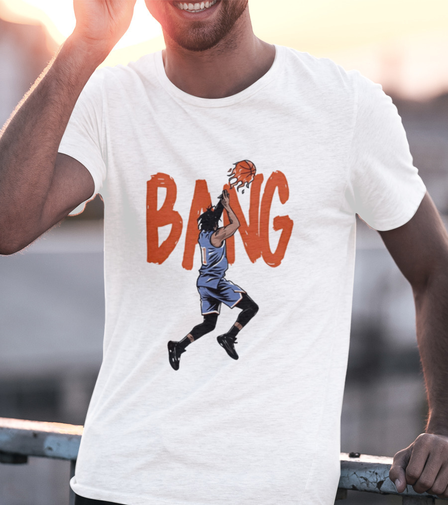 Immanuel Quickley New York Knicks Basketball Player Bang Flaming Shot T-Shirt