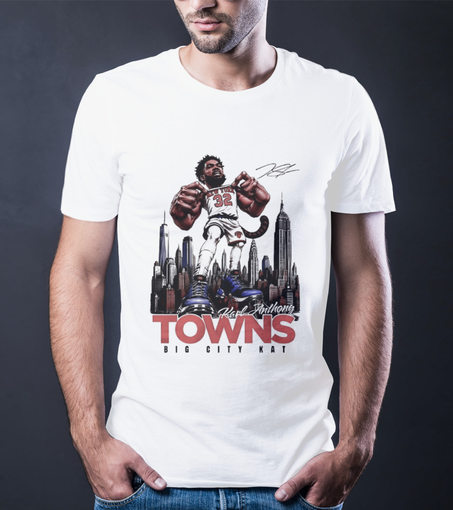 Karl Anthony Towns 32 Big City Kat NYC Skyline T-Shirt