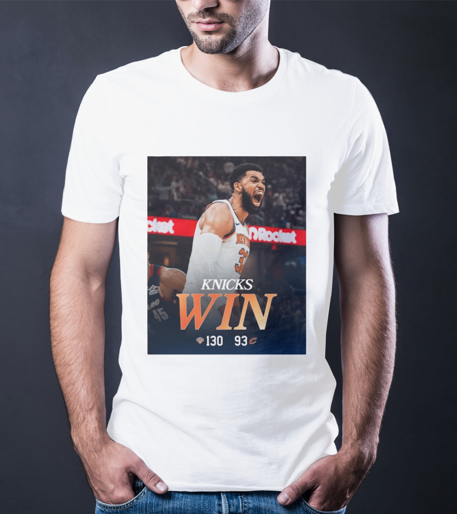 Knicks Win 130 93 Celebration Victory Over Cleveland Playoffs Sweep T-Shirt