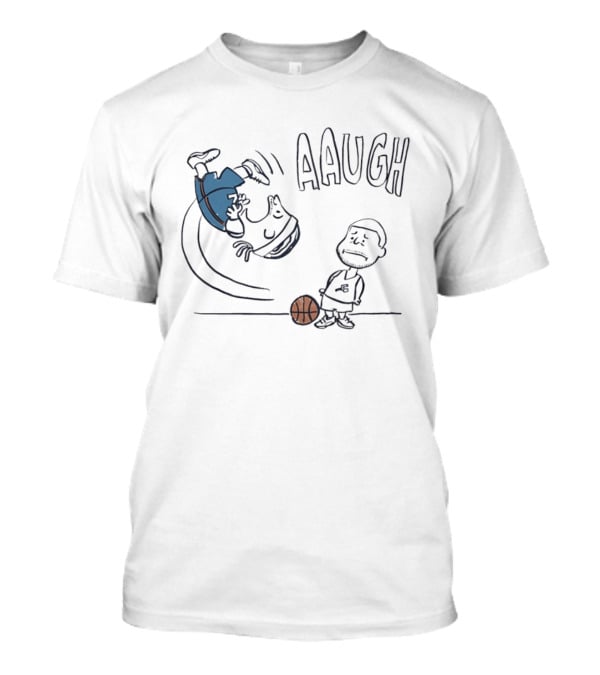 Los Angeles Lakers LeBron James And Peanuts Cartoon Basketball Scene Aaugh T-Shirt
