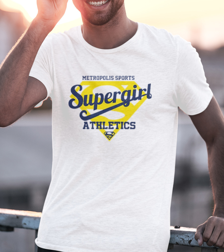 Supergirl Athletics Metropolis Sports Iconic Yellow Shield T-Shirt