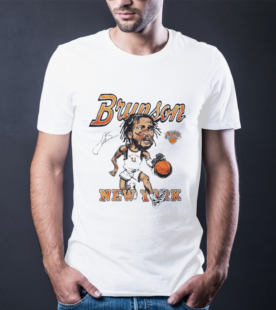 Jalen Brunson New York Knicks Cartoon Basketball Player T-Shirt
