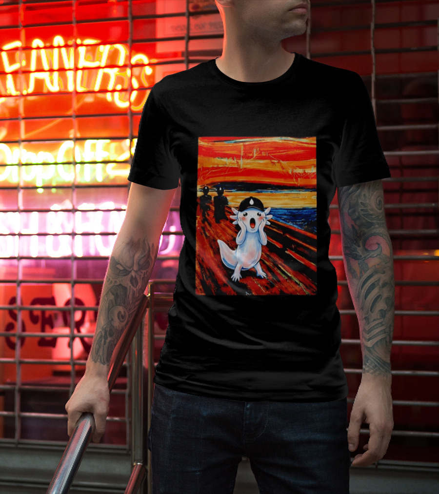 Axolotl Liquid The Scream Parody Painting Munch T-Shirt